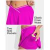 Ewedoos Women’s Athletic Skirt Cross Waist Tennis Skirt with Pockets Linner Skorts Tennis Skirts Golf Pickleball Casual(Pink)