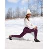 Ewedoos Womens Fleece Lined Leggings with Pockets Water Resistant High Waisted Thermal Winter Leggings for Women Hiking(Dark Purple Fleece Lined Leggings)