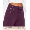 Ewedoos Womens Fleece Lined Leggings with Pockets Water Resistant High Waisted Thermal Winter Leggings for Women Hiking(Dark Purple Fleece Lined Leggings)