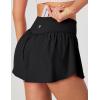 Ewedoos Womens Flowy Shorts with Pockets Tummy Control Athletic Shorts for Women Running Shorts Tennis Skirt Skort(Black)