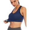 Ewedoos Women’s Sports Bras Padded Sports Bra Supportive Strappy Criss Cross Yoga Bra Workout Athletic Bras 3 Pack(3 Packs: Black+grey+navy)