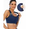 Ewedoos Women’s Sports Bras Padded Sports Bra Supportive Strappy Criss Cross Yoga Bra Workout Athletic Bras 3 Pack(3 Packs: Black+grey+navy)