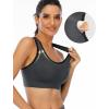 Ewedoos Women’s Sports Bras Padded Sports Bra Supportive Strappy Criss Cross Yoga Bra Workout Athletic Bras 3 Pack(3 Packs: Black+lightgrey+grey)