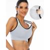 Ewedoos Women’s Sports Bras Padded Sports Bra Supportive Strappy Criss Cross Yoga Bra Workout Athletic Bras 3 Pack(3 Packs: Black+lightgrey+navy)