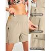 Ewedoos Womens Swim Shorts High Waisted Board Shorts for Women Stretchy 5″ Swim Beach Short with Pockets Swimwear Liner(Khaki)