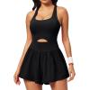 Ewedoos Womens Workout Romper for women 2025 Padded Athletic Romper One Piece for Women Gym Running summer Jumpsuit Clothes(Black)