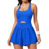 Ewedoos Womens Workout Romper for women 2025 Padded Athletic Romper One Piece for Women Gym Running summer Jumpsuit Clothes(Blue)