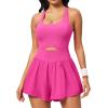 Ewedoos Womens Workout Romper for women 2025 Padded Athletic Romper One Piece for Women Gym Running summer Jumpsuit Clothes(Pink)