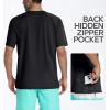 Men’s Swim Shirt Quick Dry Sun Shirts UPF50+ Rash Guard for Men Short Sleeve UV Sun Protection Beach Shirts(Black)