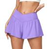 Ewedoos Athletic Shorts for Women Flowy Running Shorts for Women High Waisted Butterfly Preppy Clothes Skorts for Woman(Purple)