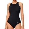Ewedoos Athletic Swimsuit for Women Adjustable Strap One Piece Swimsuit Racerback Bathing Suit for Women Tummy Control(Black)