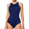 Ewedoos Athletic Swimsuit for Women Adjustable Strap One Piece Swimsuit Racerback Bathing Suit for Women Tummy Control(Navy)