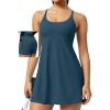 Ewedoos Athletic Tennis Dress for Women with Shorts Underneath Easy Peezy U Neck Adjustable Straps Active Workout Dress(Indigo-easy Peezy)