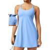 Ewedoos Athletic Tennis Dress for Women with Shorts Underneath Easy Peezy U Neck Adjustable Straps Active Workout Dress(Light Blue-easy Peezy)