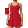 Ewedoos Athletic Tennis Dress for Women with Shorts Underneath Easy Peezy U Neck Adjustable Straps Active Workout Dress(Red-easy Peezy)