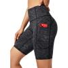 Ewedoos Biker Shorts Women Tummy Control Workout Shorts with 3 Pockets High Waisted Compression Gym Running Yoga Shorts Women(Charcoal)