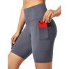 Ewedoos Biker Shorts Women Tummy Control Workout Shorts with 3 Pockets High Waisted Compression Gym Running Yoga Shorts Women(Dark Grey)