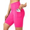 Ewedoos Biker Shorts Women Tummy Control Workout Shorts with 3 Pockets High Waisted Compression Gym Running Yoga Shorts Women(Hot Pink)