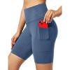 Ewedoos Biker Shorts Women Tummy Control Workout Shorts with 3 Pockets High Waisted Compression Gym Running Yoga Shorts Women(Indigo)