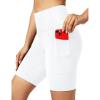 Ewedoos Biker Shorts Women Tummy Control Workout Shorts with 3 Pockets High Waisted Compression Gym Running Yoga Shorts Women(White)