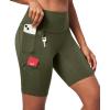 Ewedoos Biker Shorts Women Tummy Control with 4 Pockets No Front Seam Hiking Workout Spandex Shorts High Waisted UPF50+(Dark Green)