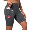 Ewedoos Biker Shorts Women Tummy Control with 4 Pockets No Front Seam Hiking Workout Spandex Shorts High Waisted UPF50+(Grey)