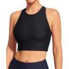 Ewedoos Bikini Tops for Women Quick Dry UPF 50+ Bathing Suit Tops for Women Adjustable Strap Padded Sports Bra Swim Top Only(Black)