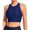 Ewedoos Bikini Tops for Women Quick Dry UPF 50+ Bathing Suit Tops for Women Adjustable Strap Padded Sports Bra Swim Top Only(Dark Blue)