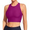 Ewedoos Bikini Tops for Women Quick Dry UPF 50+ Bathing Suit Tops for Women Adjustable Strap Padded Sports Bra Swim Top Only(Rose Red)
