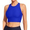 Ewedoos Bikini Tops for Women Quick Dry UPF 50+ Bathing Suit Tops for Women Adjustable Strap Padded Sports Bra Swim Top Only(Royal Blue)