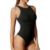 Ewedoos Bodysuits for Women Tummy Control Body Suits Womens Tank Top Bodysuit Racerback Slimming Thong Bodysuit Leotard(Black)