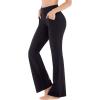 Ewedoos Bootcut Yoga Pants with Pockets for Women Wide Leg Pants Woman High Waisted Stretchy Work Pants for Yoga Workout(Black)