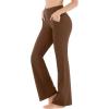Ewedoos Bootcut Yoga Pants with Pockets for Women Wide Leg Pants Woman High Waisted Stretchy Work Pants for Yoga Workout(Brown)