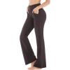 Ewedoos Bootcut Yoga Pants with Pockets for Women Wide Leg Pants Woman High Waisted Stretchy Work Pants for Yoga Workout(Chocolate)