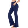 Ewedoos Bootcut Yoga Pants with Pockets for Women Wide Leg Pants Woman High Waisted Stretchy Work Pants for Yoga Workout(Dark Blue)