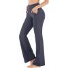 Ewedoos Bootcut Yoga Pants with Pockets for Women Wide Leg Pants Woman High Waisted Stretchy Work Pants for Yoga Workout(Gray)