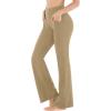 Ewedoos Bootcut Yoga Pants with Pockets for Women Wide Leg Pants Woman High Waisted Stretchy Work Pants for Yoga Workout(Khaki)