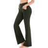 Ewedoos Bootcut Yoga Pants with Pockets for Women Wide Leg Pants Woman High Waisted Stretchy Work Pants for Yoga Workout(Legacy Green)