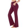 Ewedoos Bootcut Yoga Pants with Pockets for Women Wide Leg Pants Woman High Waisted Stretchy Work Pants for Yoga Workout(Maroon)