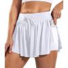 Ewedoos Butterfly Shorts Women Flowy Shorts for Women 2 in 1 High Waisted Running Workout Athletic Tennis Shorts Skort(White)