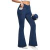 Ewedoos Flare Bell Bottom Jeans for Women Jeggings Tummy Control High Waisted Stretchy Crossover Pull On Jeans(Dark Blue)