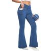 Ewedoos Flare Bell Bottom Jeans for Women Jeggings Tummy Control High Waisted Stretchy Crossover Pull On Jeans(Light Blue)