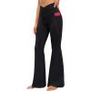 Ewedoos Flare Leggings for Women with Pockets Tummy Control Crossover Flare Yoga Pants Dress Casual Slacks Trousers