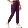 Ewedoos Fleece Lined Joggers Women Water Resistant Thermal Sweatpants High Waisted Hiking Cargo Pants with Pockets(Dark Purple)