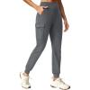 Ewedoos Fleece Lined Joggers Women Water Resistant Thermal Sweatpants High Waisted Hiking Cargo Pants with Pockets(Gray)