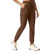 Ewedoos Fleece Lined Joggers Women Water Resistant Thermal Sweatpants High Waisted Hiking Cargo Pants with Pockets(Java)