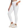 Ewedoos Fleece Lined Leggings Women Thermal Leggings for Women with Pockets High Waisted Winter Warm Tights Pants Clothes(Cream White)