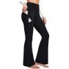 Ewedoos Fleece Lined Yoga Pants with Pockets Water Resistant Hiking Pants Women High Waist Flare Leggings Winter Warm Pants(Black)