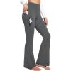 Ewedoos Fleece Lined Yoga Pants with Pockets Water Resistant Hiking Pants Women High Waist Flare Leggings Winter Warm Pants(Grey)