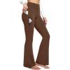 Ewedoos Fleece Lined Yoga Pants with Pockets Water Resistant Hiking Pants Women High Waist Flare Leggings Winter Warm Pants(Java)